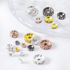 Distanziatori a rondella in oro e argento con strass di cristallo per gioielli fai-da-te