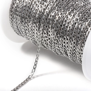 Chaîne à maillons plats NK en acier inoxydable argenté pour bijoux DIY