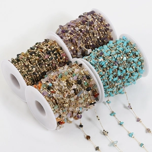 Bohemian irregular crystal stone beads chain for DIY jewelry making in four colors