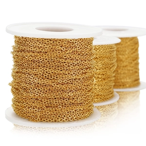 Chaînes à maillons O en acier inoxydable doré 18 carats pour création de bijoux DIY