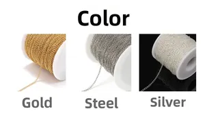 Trois couleurs de chaînes en acier inoxydable pour bijoux DIY sur mini bobines