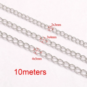 Three sizes of silver stainless steel cable chains for DIY jewelry making accessories