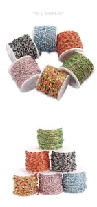 Colorful enamel bead chain for DIY jewelry making on white spools in multiple colors