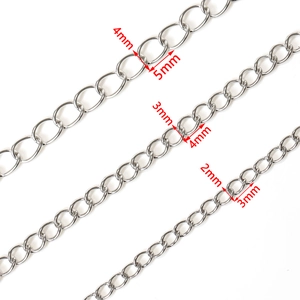 Polished stainless steel cable chain in 3 sizes for jewelry making and necklace extension