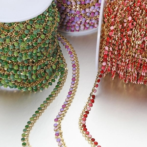 Colorful enamel sun charm chains in gold-plated stainless steel for DIY jewelry making