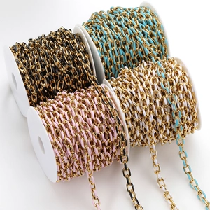 Stainless Steel O-Link DIY Jewelry Chain Colorful Enamel Drip Oil Thick Link Jewelry Making Accessory Necklace Material
