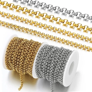 Stainless Steel Rolo Chain Gold Plated Electroplated Cross Link Chain For DIY Jewelry Making Necklace Bracelet Accessory