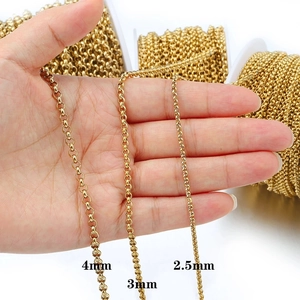 Golden stainless steel O-chain in 2.5mm, 3mm and 4mm widths for DIY jewelry making