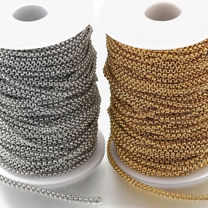 18K gold-plated and silver stainless steel cross chains on spools for DIY jewelry making