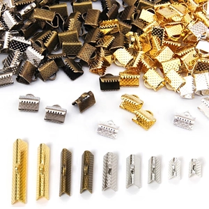 Zinc Alloy Ribbon End Caps Multicolor Crimp Ends Fasteners For Ribbon Leather Cord DIY Jewelry Making Findings Accessories