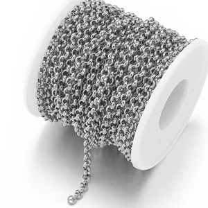 Polished stainless steel Rollo chain roll for DIY jewelry making accessories on white spool