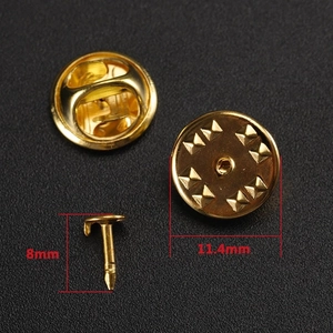 Golden butterfly clutch and pin set for DIY brooch making, 8mm pin with 11.4mm base size