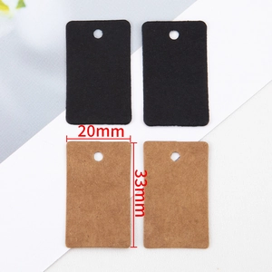 Square brown kraft and black paper gift tags with pre-cut holes, size 20mm x 33mm