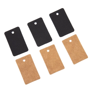 Rectangle kraft paper gift tags in black and brown with pre-punched holes for DIY crafts