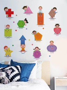 Detailansicht pädagogischer Wandsticker mit bunten geometrischen Formen für Kinder