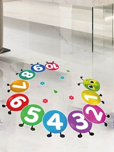 Detailed view of colorful 1-10 number caterpillar floor stickers for kid early education