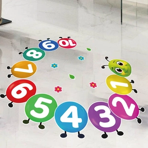 Colorful number caterpillar floor stickers for kids nursery playroom decor