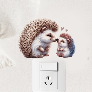 Stickers muraux hérissons mignons et décorations d'interrupteur en PVC mat pour maison