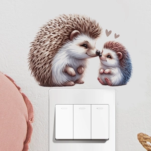 Stickers muraux hérisson mignons pour salon avec cœurs sur fond blanc