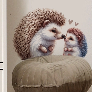 Stickers muraux famille de hérissons mignons pour une déco de chambre chaleureuse