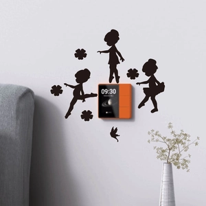 Black ballet girl silhouette wall stickers with floral and butterfly decals for home decor