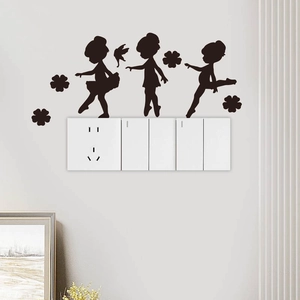 Black vinyl wall decal set featuring three dancing ballet girl silhouettes and butterflies
