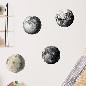 Selbstklebende Mondphasen Wandsticker Set mit 4 realistischen Mondoberfläche PVC Dekoren