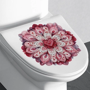 Pegatina decorativa de mandalas de corazones rosas para la tapa del inodoro