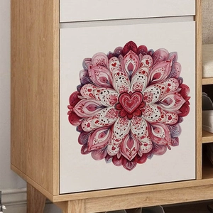 Pegatina de pared de corazón floral mandala en rosa y morado para decoración