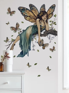 Schmetterling Fee Mädchen Wandtattoo für Schlafzimmer Wanddekoration Layout.