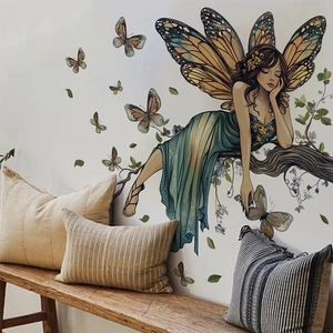Schmetterlingsfee Wandtattoo Phantasie Mädchen Mit Flügeln Für Kinderzimmer Schlafzimmer Heimdekoration Selbstklebend PVC Aufkleber