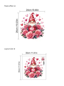 Tableau des tailles détaillé pour l'autocollant mural tasse coeur et gnome autocollant