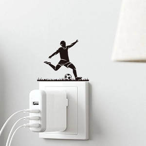 Creative Soccer Player Silhouette Switch Sticker Removable PVC Football Wall Decal For Living Room Bedroom Sports Decor