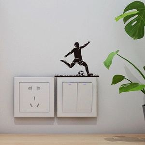 Soccer player silhouette wall sticker for home switch decor on a minimalist white wall