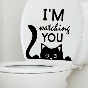 Sticker chat noir imperméable avec texte I'M watching YOU pour décoration intérieure