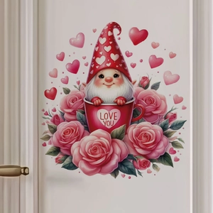 Sticker mural PVC lutin de la Saint-Valentin dans une tasse pour déco de chambre