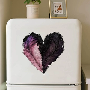 Romantic heart-shaped feather wall decal stickers for home bedroom and living room decor