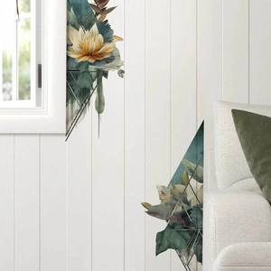 Stickers Muraux Modernes en PVC Losange Géométrique Floral Imperméable Autocollant Décalcomanies d'Art Pour Salon Chambre Décor