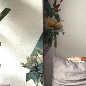 Sticker mural en PVC autocollant avec motifs floraux et diamants pour décoration intérieure