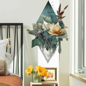 Stickers muraux fleurs losange avec motif de lys pour décoration de chambre