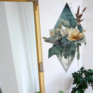 Stickers muraux losanges modernes avec motifs lotus dans un salon élégant