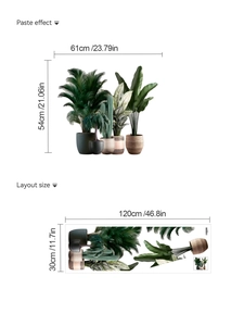 Detailed wall sticker layout size 120x30cm and finished paste effect 61x54cm guide