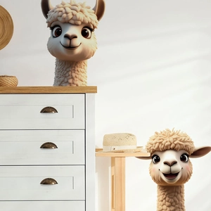 Cute cartoon alpaca wall stickers set for children's room and home artistic decoration