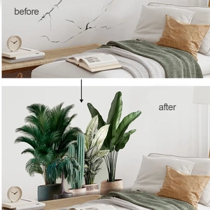 Green potted plant wall stickers covering cracks for modern living room decor