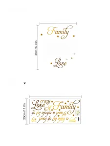 Détail montrant les dimensions du sticker mural citation famille et le plan d'application