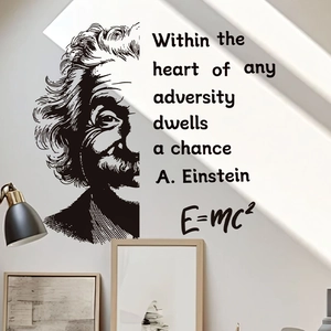 Albert Einstein wall sticker with inspirational quote and E=mc2 equation for home decor