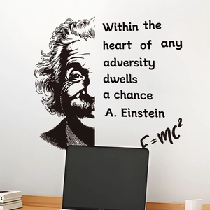 Albert Einstein quote wall decal with E=mc2 formula for office home decor