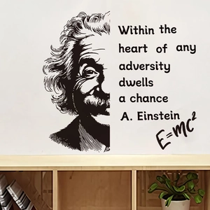 Albert Einstein wall decal with quote and E=mc2 formula for modern office decor