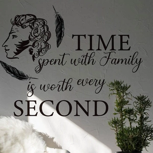 Family Time wall decal with quotes and male silhouette portrait for living room decor