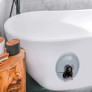 3D realistic mouse hole wall sticker for bathroom decor with lifelike PVC rodent decal